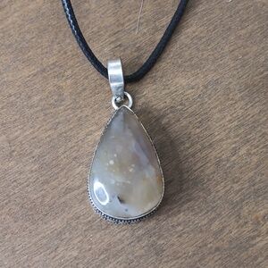Honey Denritic Opal Pendant, Silver Plated